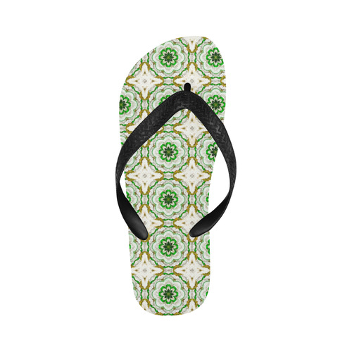 Green Amber Geometric Flip Flops for Men/Women (Model 040)