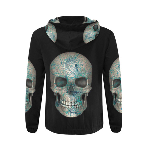 Skull-Unusual and unique 11C by JamColors All Over Print Full Zip Hoodie for Men (Model H14)