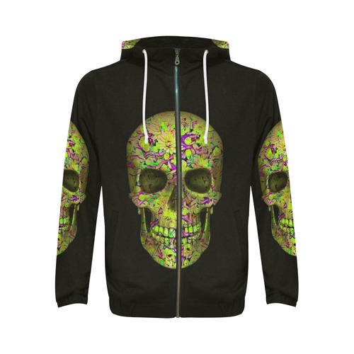 Skull-Unusual and unique 12C by JamColors All Over Print Full Zip Hoodie for Men (Model H14)