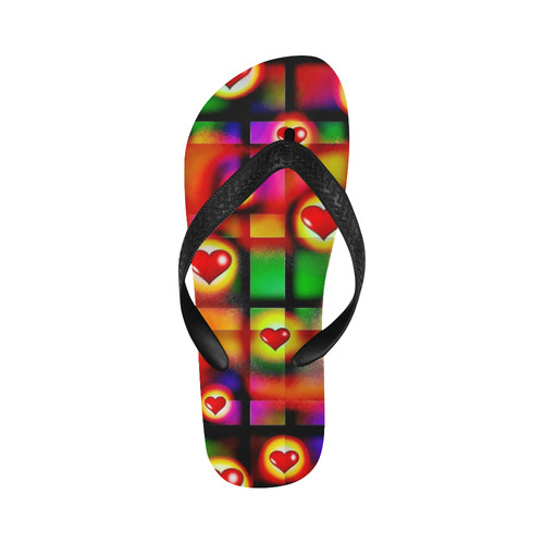 Hearts Parade Colorful Plaid Flip Flops for Men/Women (Model 040)