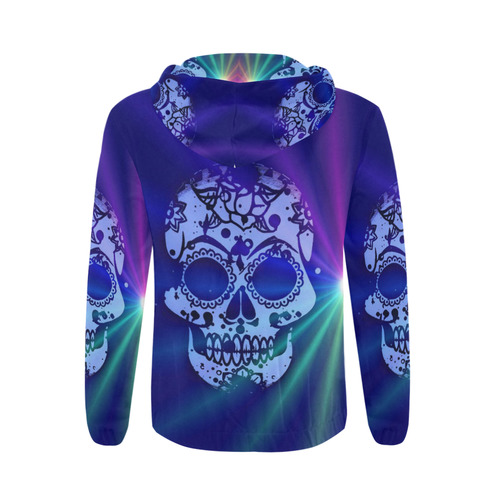 Skull and Lights C by JamColors All Over Print Full Zip Hoodie for Men (Model H14)