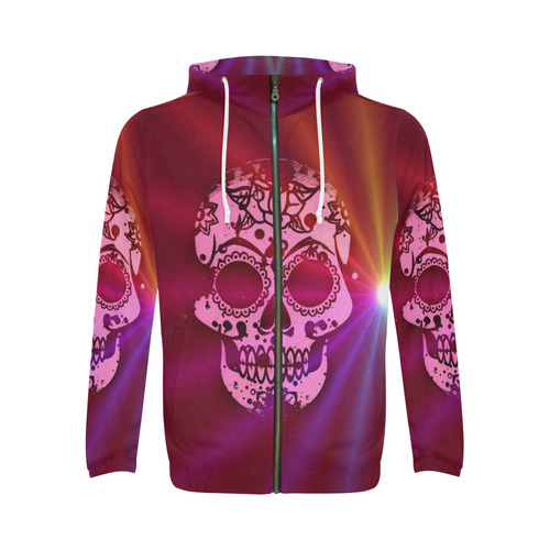 Skull and Lights A by JamColors All Over Print Full Zip Hoodie for Men (Model H14)