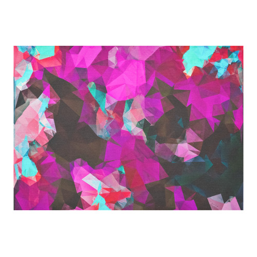 psychedelic geometric polygon abstract pattern in purple pink blue Cotton Linen Tablecloth 60"x 84"