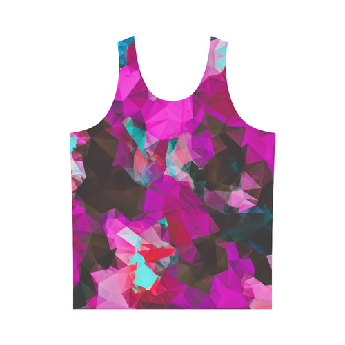 psychedelic geometric polygon abstract pattern in purple pink blue All Over Print Tank Top for Men (Model T43)