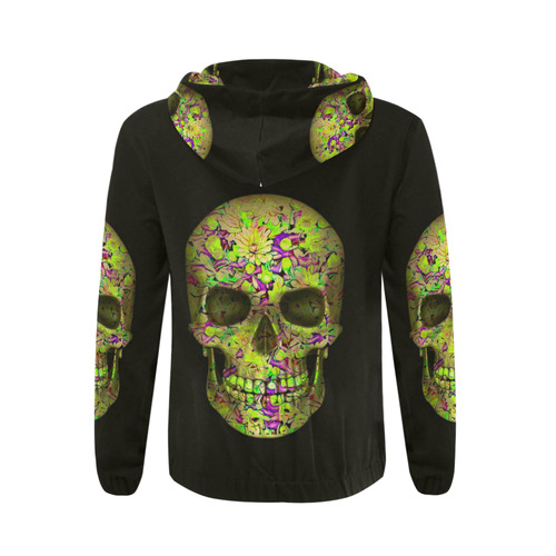 Skull-Unusual and unique 12C by JamColors All Over Print Full Zip Hoodie for Men (Model H14)