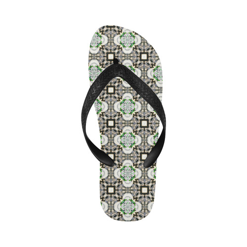 Brown and Green Geometric Flip Flops for Men/Women (Model 040)