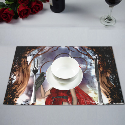 The dark fairy with crow Placemat 12’’ x 18’’ (Four Pieces)
