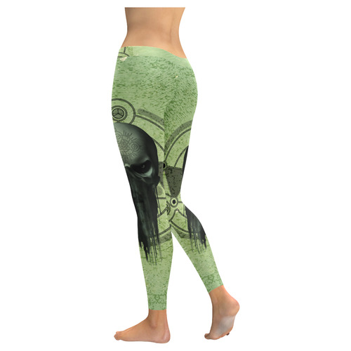 Scary skull Women's Low Rise Leggings (Invisible Stitch) (Model L05)