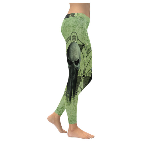 Scary skull Women's Low Rise Leggings (Invisible Stitch) (Model L05)