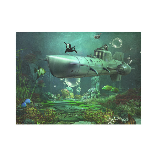 Awesome submarine with orca Placemat 14’’ x 19’’ (Set of 6)