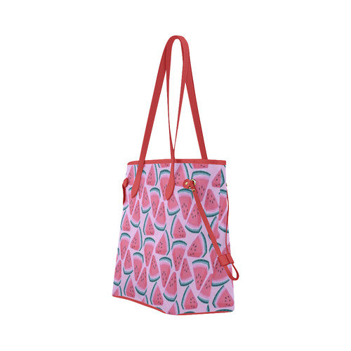 rockabilly pink watermelon Clover Canvas Tote Bag (Model 1661)