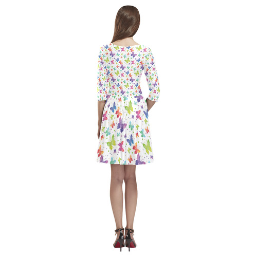 Colorful Butterflies Tethys Half-Sleeve Skater Dress(Model D20)