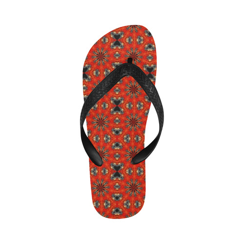 Red Geometric Flip Flops for Men/Women (Model 040)