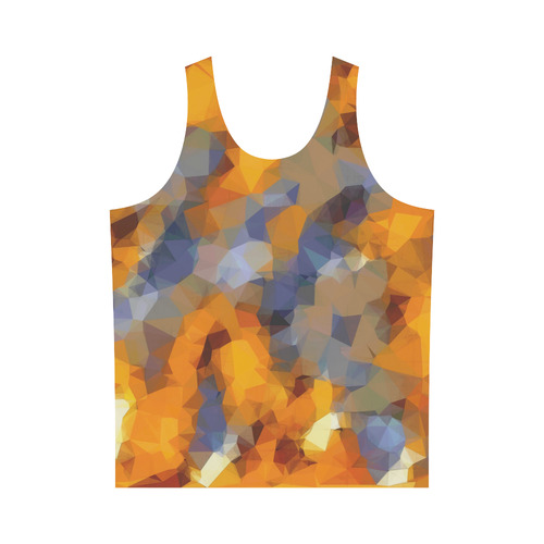 psychedelic geometric polygon abstract pattern in orange brown blue All Over Print Tank Top for Men (Model T43)