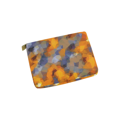 psychedelic geometric polygon abstract pattern in orange brown blue Carry-All Pouch 6''x5''