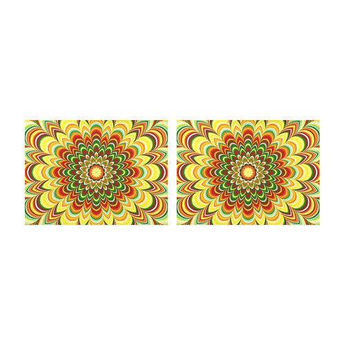 Colorful flower striped mandala Placemat 14’’ x 19’’ (Set of 2)