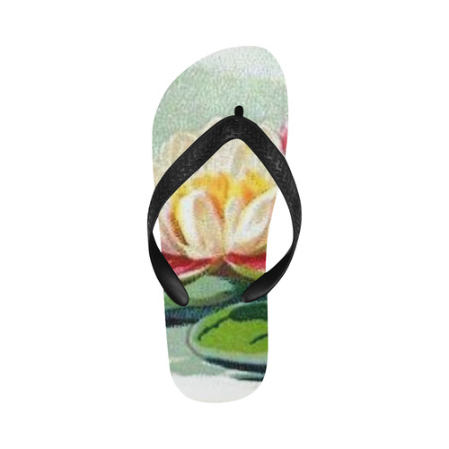 Water Lily Flip Flops for Men/Women (Model 040)