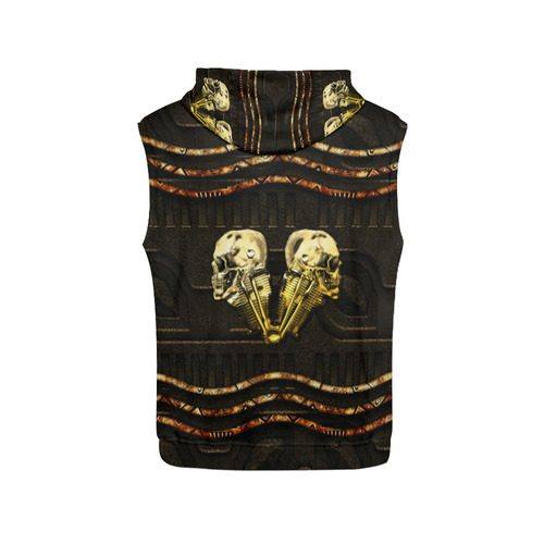 Awesome mechanical skull All Over Print Sleeveless Hoodie for Men (Model H15)