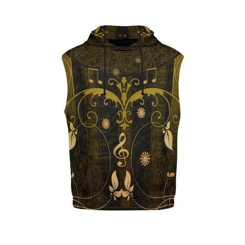 Music, clef with leaves All Over Print Sleeveless Hoodie for Men (Model H15)
