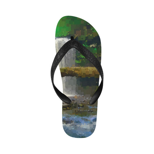 Peaceful Pixel Waterfall Flip Flops for Men/Women (Model 040)