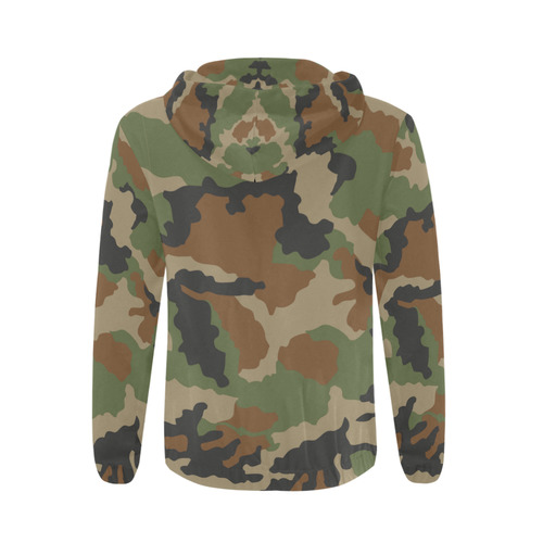 CAMOUFLAGE WOODLAND All Over Print Full Zip Hoodie for Men (Model H14)