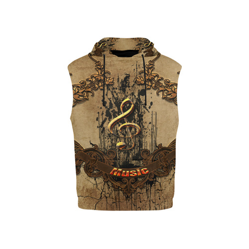 Music, clef with floral elements in rusty metal All Over Print Sleeveless Hoodie for Kid (Model H15)