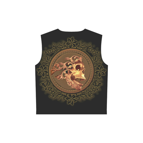 Amazing skull with floral elements All Over Print Sleeveless Hoodie for Women (Model H15)