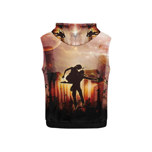 Dancing couple in the night All Over Print Sleeveless Hoodie for Kid (Model H15)