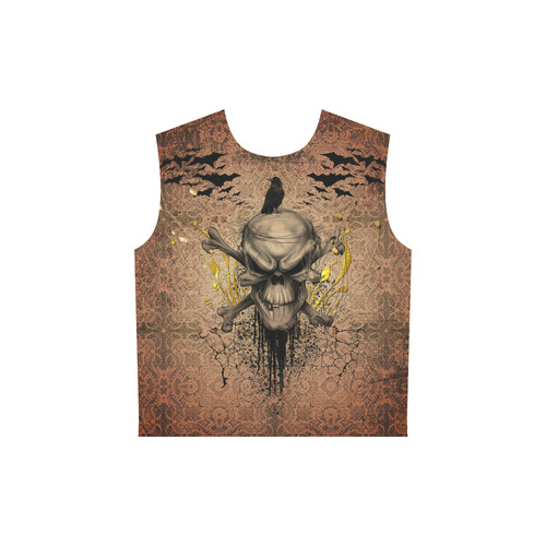 The scary skull with crow All Over Print Sleeveless Hoodie for Women (Model H15)