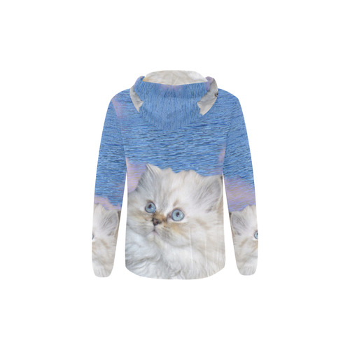 Cat and Water All Over Print Full Zip Hoodie for Kid (Model H14)