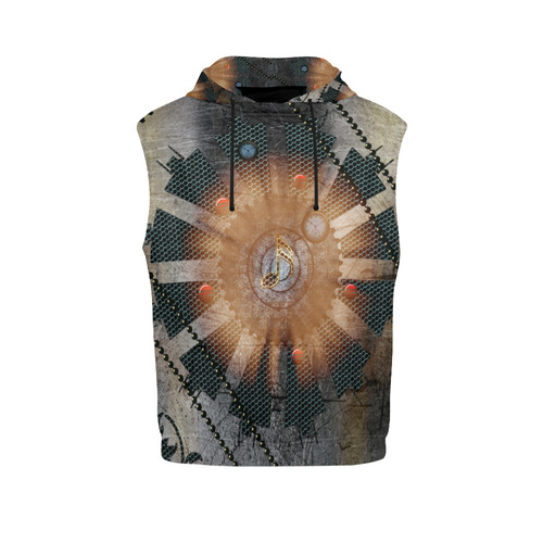 Music, key notes, metal design All Over Print Sleeveless Hoodie for Women (Model H15)