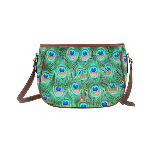 Peacock Feathers Watercolor Saddle Bag/Small (Model 1649) Full Customization