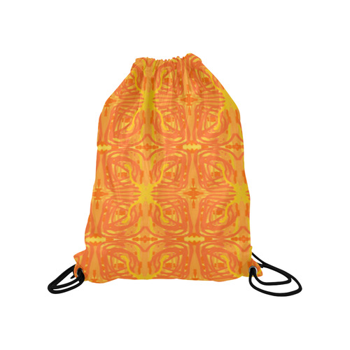 Orange and Yellow Tribal Medium Drawstring Bag Model 1604 (Twin Sides) 13.8"(W) * 18.1"(H)
