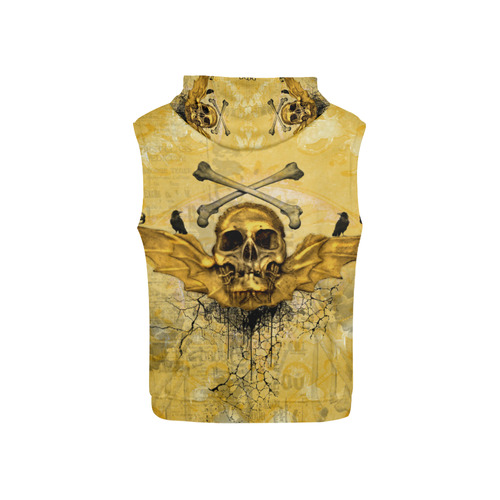 Awesome skull in golden colors All Over Print Sleeveless Hoodie for Kid (Model H15)