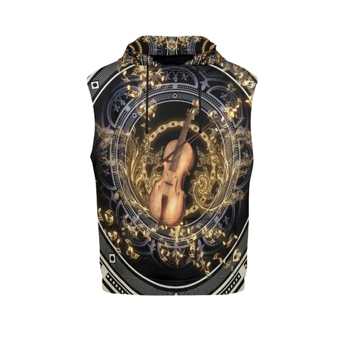 Beautiful violin and violin bow All Over Print Sleeveless Hoodie for Men (Model H15)