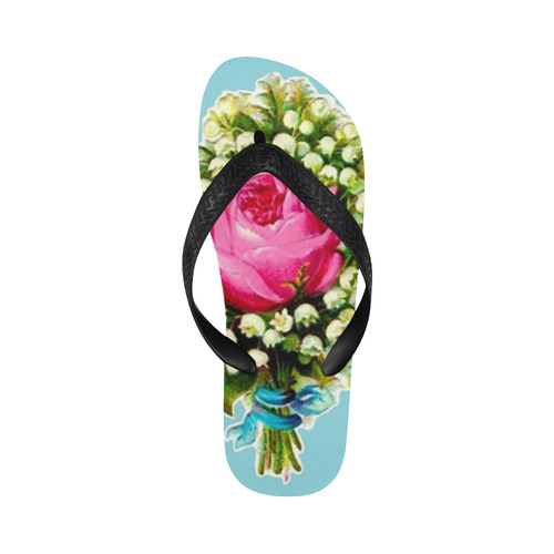 Vintage Floral Bouquet Flip Flops for Men/Women (Model 040)