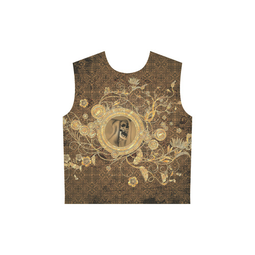 Awesome skull on a button All Over Print Sleeveless Hoodie for Women (Model H15)