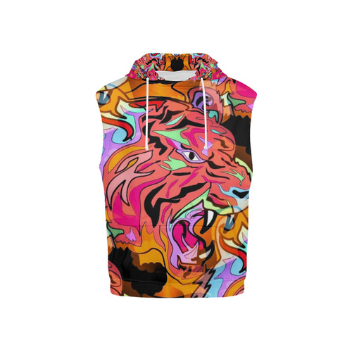 Tiger by Popart Lover All Over Print Sleeveless Hoodie for Kid (Model H15)