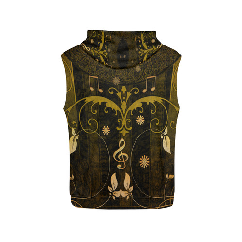 Music, clef with leaves All Over Print Sleeveless Hoodie for Men (Model H15)