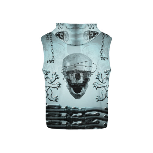 Scary skull with lion All Over Print Sleeveless Hoodie for Kid (Model H15)