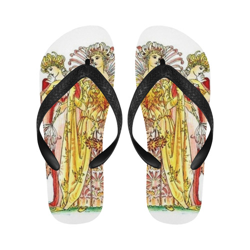 Vintage Tiger-Lily Lady Goddess Flip Flops for Men/Women (Model 040)