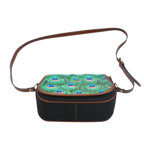 Peacock Feathers Watercolor Saddle Bag/Small (Model 1649)(Flap Customization)