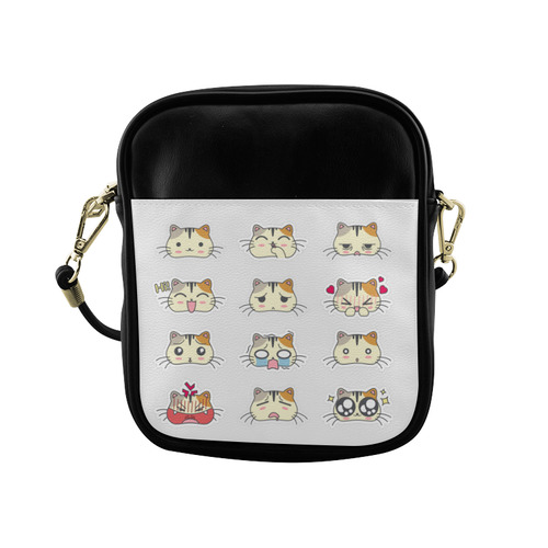 Awesome Kawaii Emoji Cat Stickers Sling Bag (Model 1627)