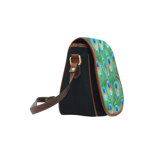 Peacock Feathers Watercolor Saddle Bag/Small (Model 1649)(Flap Customization)