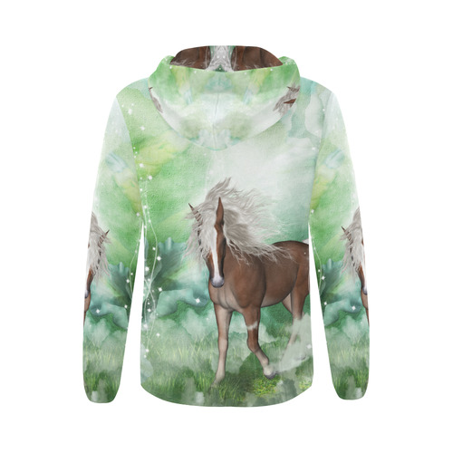 Horse in a fantasy world All Over Print Full Zip Hoodie for Women (Model H14)