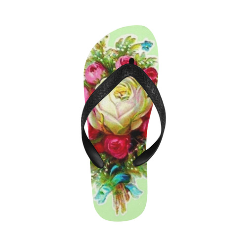 Vintage Floral Bouquet Flip Flops for Men/Women (Model 040)