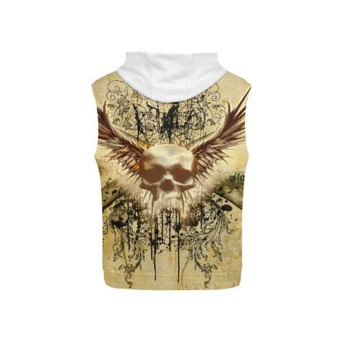 Amazing skull, wings and grunge All Over Print Sleeveless Hoodie for Kid (Model H15)