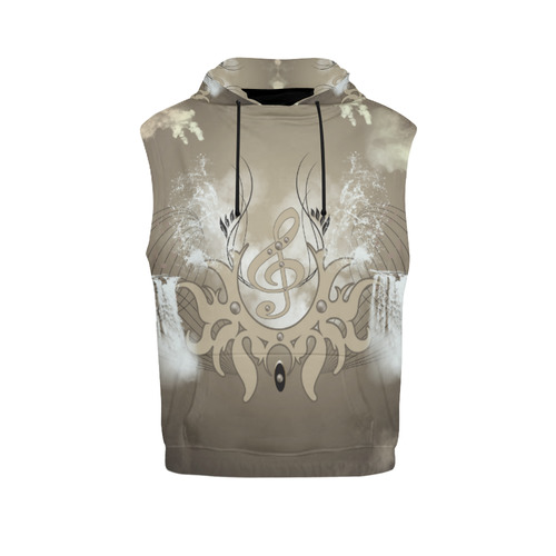 Music, clef with waterfalls All Over Print Sleeveless Hoodie for Women (Model H15)