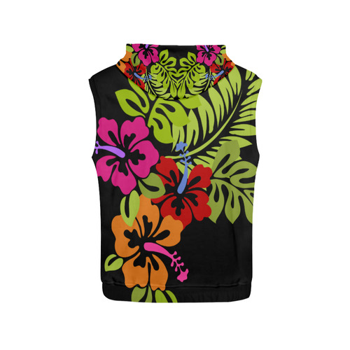 Tropical Hibiscus Flowers Bouquet All Over Print Sleeveless Hoodie for Women (Model H15)