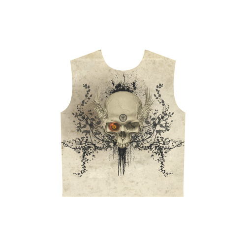 Amazing skull with wings,red eye All Over Print Sleeveless Hoodie for Women (Model H15)